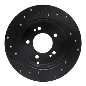 Kia Rondo Brake Rotor (1) - Rear Right - R1 Concepts - Drilled & Slotted - Black - `07-`12